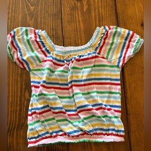 Old Navy Girls Rainbow Stripe Puff Sleeve Top - Multi Colors